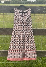Vintage dBy Ltd Size 6 Medallion Print Fit & Flare Dress Brown Pink