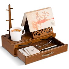 Adjustable Wooden Book Stand with Storage - Multi-Function Hands Free Book Ho...