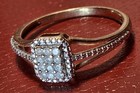 10K Yellow Gold Square Cluster Diamond Engagement Ring Women’s Size 7 Signed — photo 2