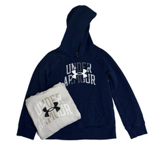 Under Armour Kids Hoodie Lot of 2 Size 7 Navy  Summit White Pullover Sweatshirt