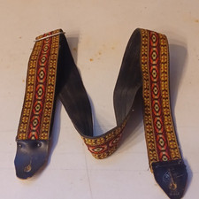 Ace Style Woven Guitar Strap w/ Black Leather...