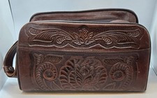 Vintage Tooled Leather Brown Shoulder Satchel Purse Made In Mexico