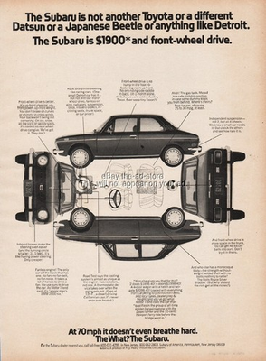 #ad 1971 Subaru Not Another Toyota Datsun Japanese Beetle Vintage Photo Print Ad $10.99