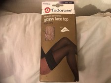 Tudorose Vintage Natural Glossy Lace Top Sexy Hold Ups With Lycra 15 Denier New