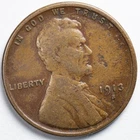 1913-S Lincoln Wheat Penny Cent San Francisco Mint Fine (F) Details