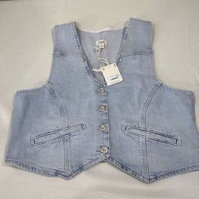 a.n.a Women s Jean Vest Light Blue Button Front Size XL