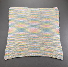 Handmade Crochet Baby Blanket 33x31 Pastel Rainbow Knit Nursery Throw