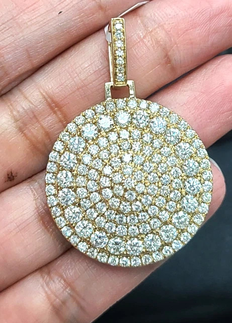 5.50ctw Round Lab Created  Diamonds Medallion Pendant 14K Yellow Gold Plated