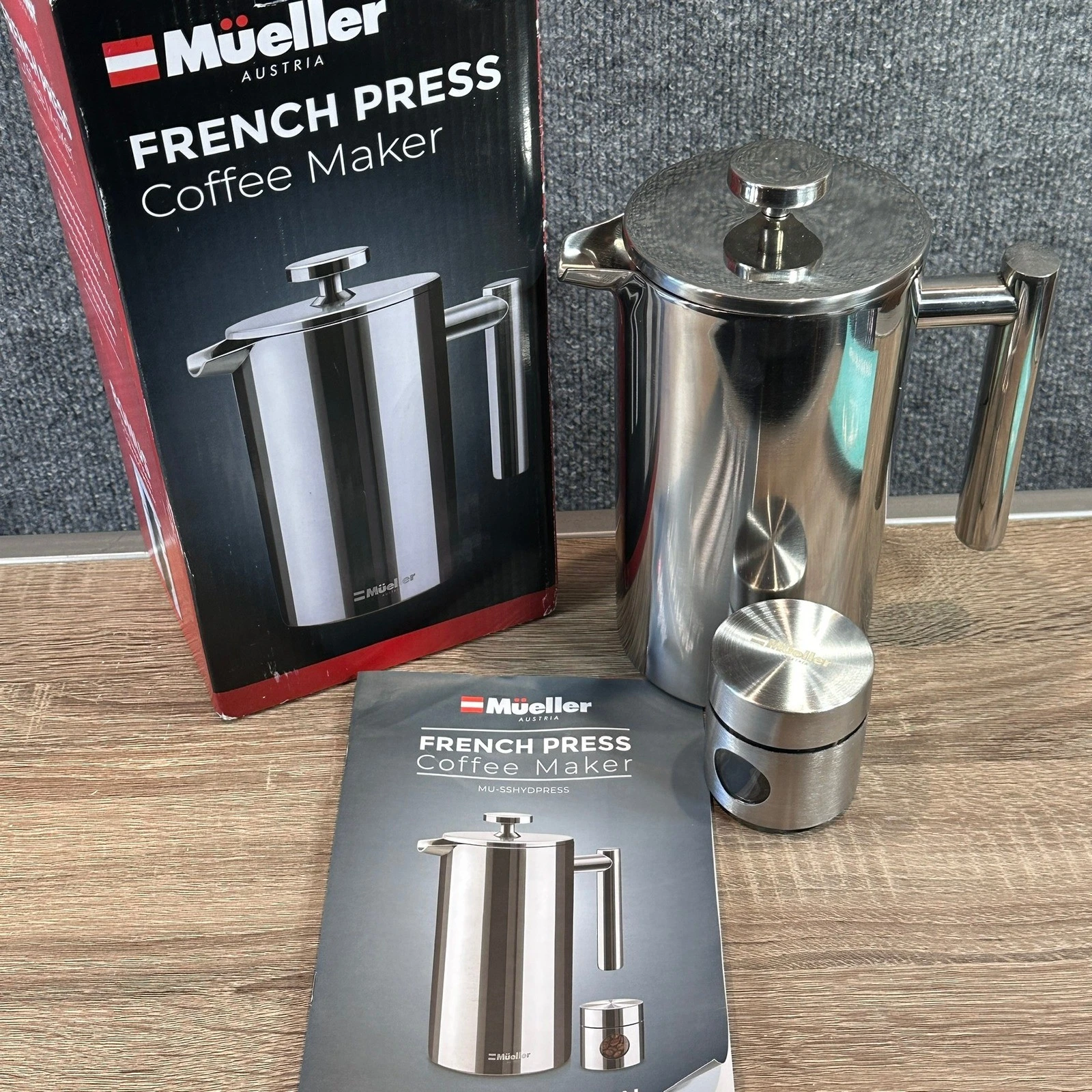 Mueller Austria French Press Coffee Maker Stainless Steel 34oz 1L Barista Modern