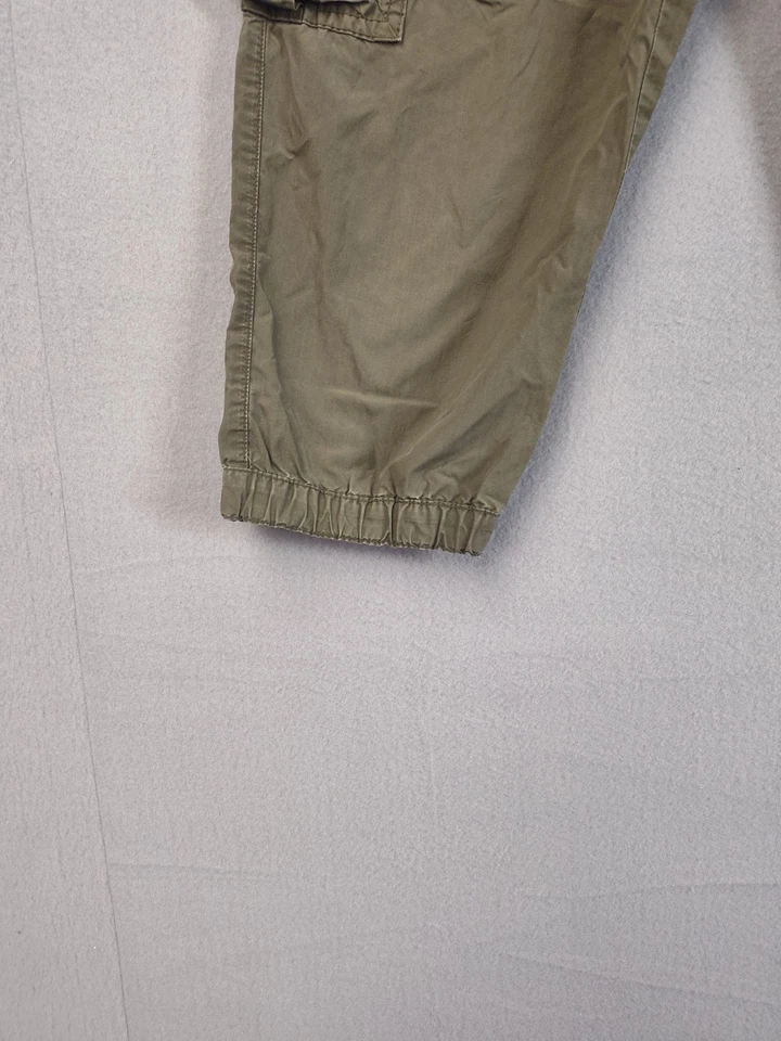 Uniqlo Women Short Medium Green Crop Cargo Pocket Drawstring 100% Cotton Casual - Image 4 of 4
