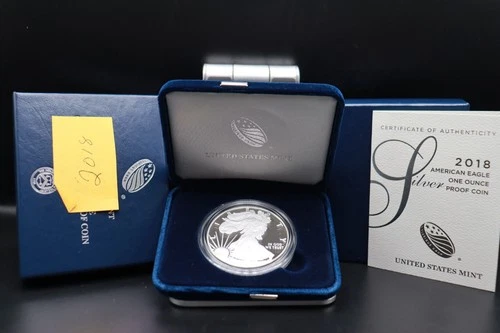 2018-W Proof American Silver Eagle Dollar $1 Box & COA US Mint Bullion OGP