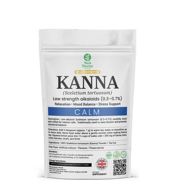 BUSH DOCTOR Kanna CALM – Sceletium tortuosum Powder / Tea Cut | Low Alkaloid 0.3–0.7% | Wild