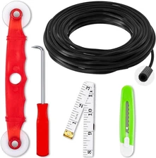 Window Screen Repair Kit, Door 0.125"x100'with Tools, Black 