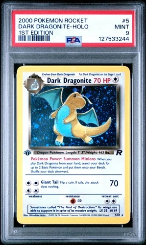 2000 POKEMON ROCKET 1ST ED #5 DARK DRAGONITE-HOLO PSA 9