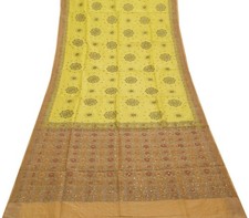 Sushila Vintage Indian Saree 100 Pure Silk Woven Floral Sari Craft 5 YD Fabric
