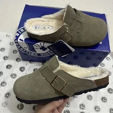 Birkenstock Boston Shearling Suede Leather Size 35-45 Unisex Clogs Fleece-lined