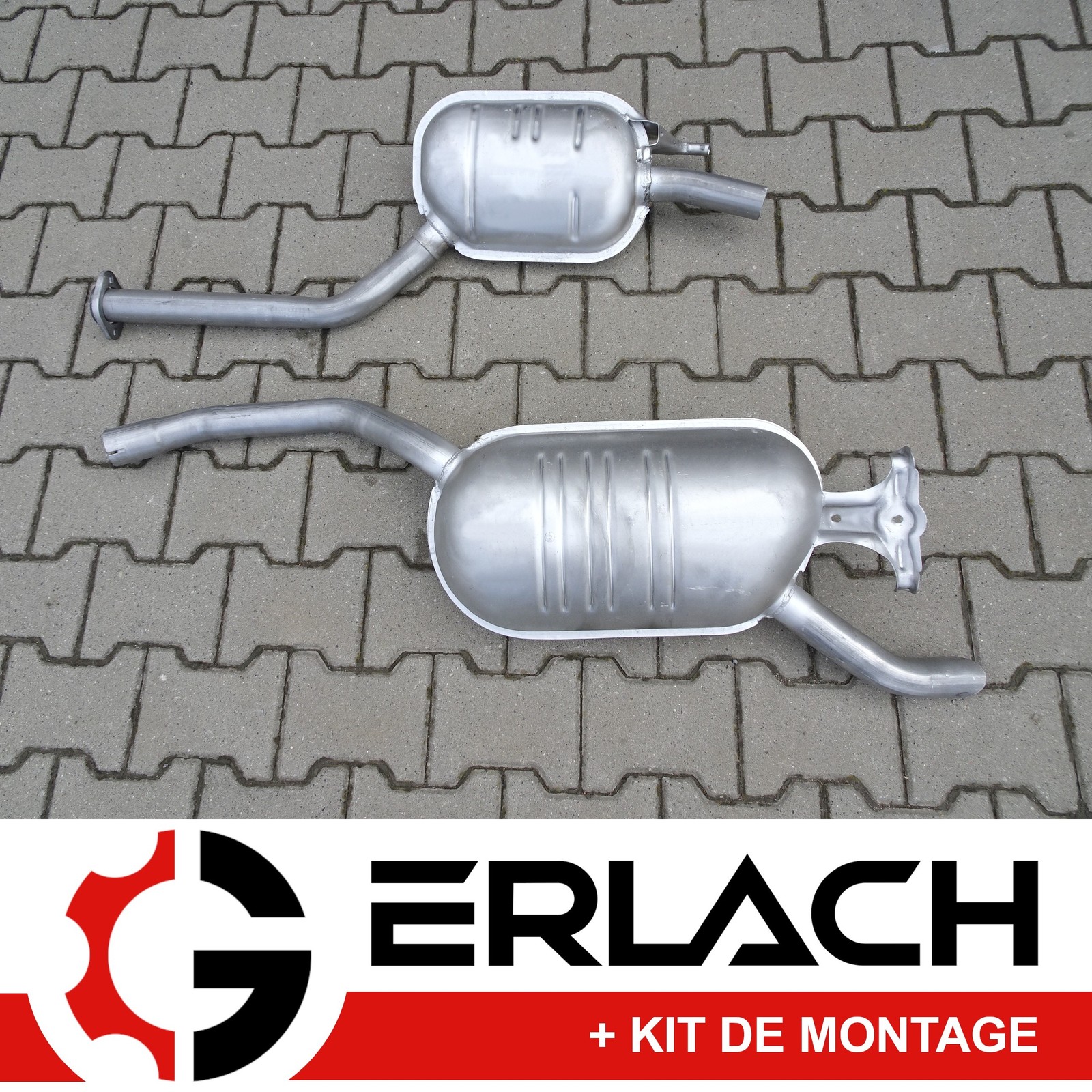 Silencieux d'échappement pour Mercedes 124 W124 versions 200 230 250 en acier aluminisé