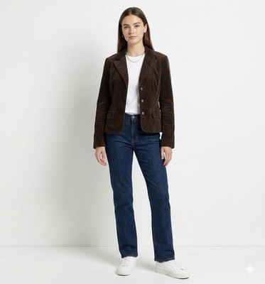 Calvin Klein Jeans Corduroy Blazer XL Brown Chocolate Velvet Ribbed Jacket Moto