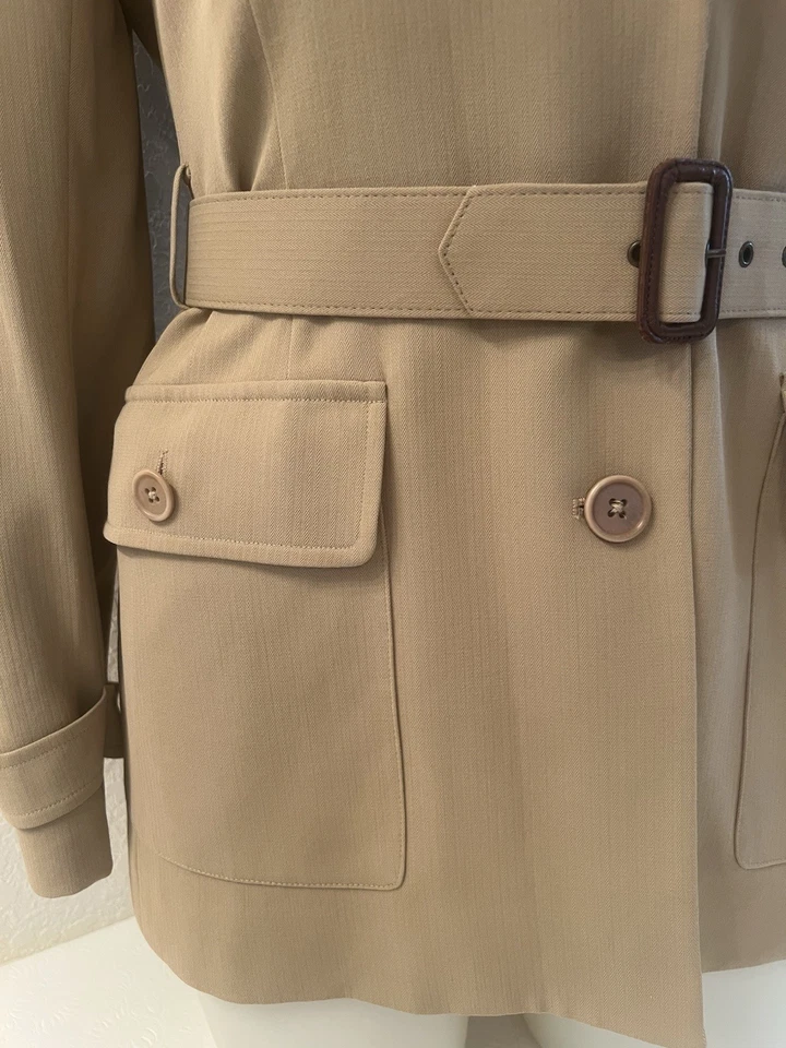 Chaqueta con cinturón Ralph Lauren talla 10 tostada tejido espiga sarga inspirada en Safari nueva con etiquetas Foto 4 de 4