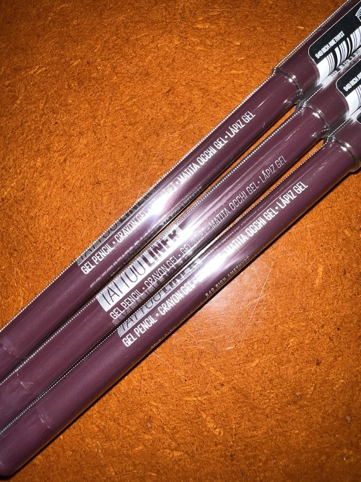 Lot De 3 Crayon Tattoo Liner Gel Pencil 940 RICH Amethyst Maybelline - Photo 3/4