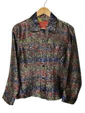 Chico  s Metallic Tapestry Jacket Silk Blend Floral Evening Brocade Sz 0 Small