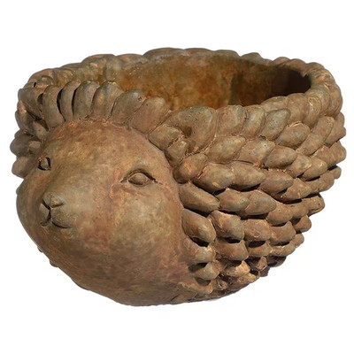 Hedgehog Small Rust Concrete Lightweight Planter with Drainage Hole (7.75 In. L