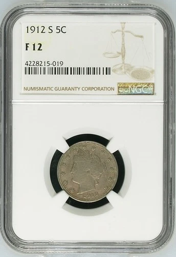 1912 S Nickel Liberty Head NGC F-12