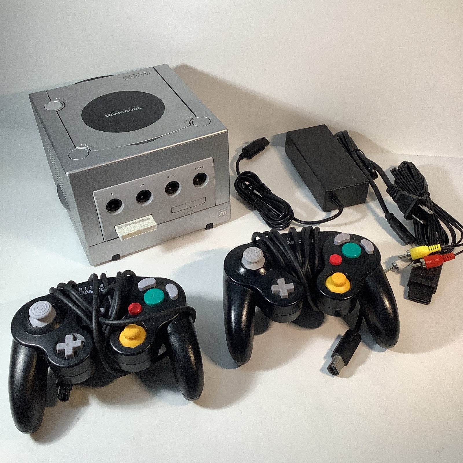 Nintendo GameCube DOL-101 Platinum Console - Cables, Controllers, & Mem Card