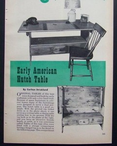 Early American HUTCH TABLE Settle How-To Build PLANS