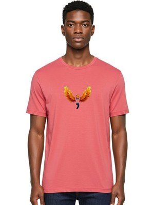 Comma-Semicolon-Phoenix Mens Graphic Tee, 100% Cotton, Casual Summer Wear