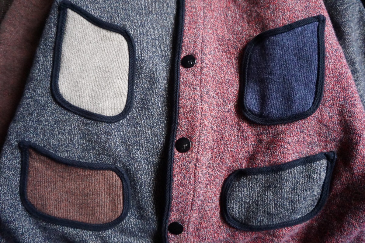 Crazy Pattern Patchwork Sweatshirt Engraved Butto… - image 4