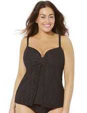 Swimsuits for All Women's Faux Flyaway Crochet Underwire Tankini Top Plus