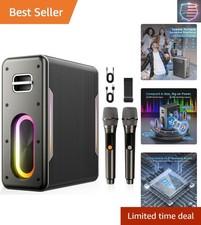Karaoke Machine with Two Wireless Microphones, Powerful Portable Bluetooth Sp...