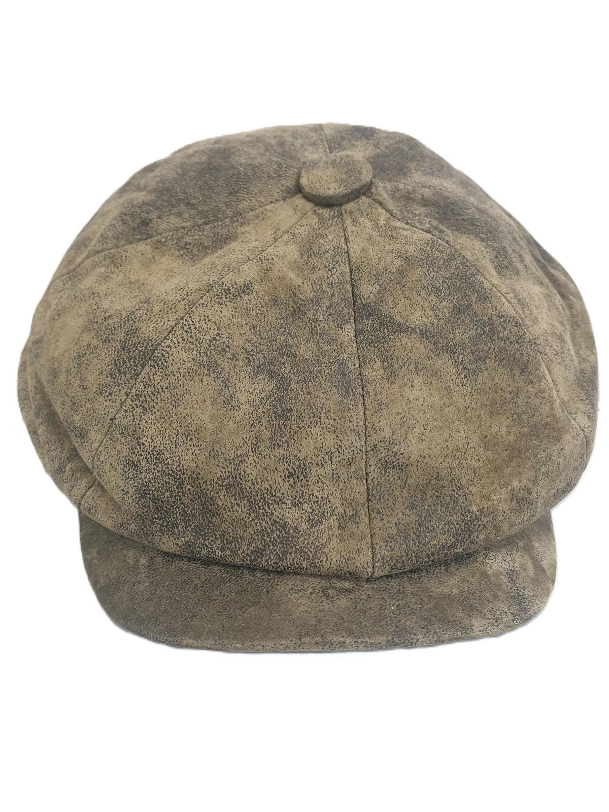 Genuine Eureka Stockade Men 8 Piece Distressed Olive Leather Baker Boy Cap
