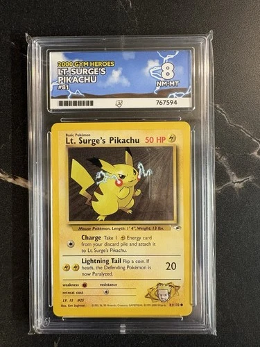Pokemon Lt. Surge's Pikachu - 81/132 Non-Holo Common - Unlimited - Ace Grading 8