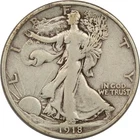1918-D Walking Liberty Half Dollar 50C, Fine F+