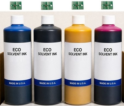 BULK INK REFILL PREMIUM ECO SOLVENT INK FOR MIMAKI SS2 (4 LITERS) + 4 CHIPS