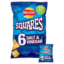 Walkers Squares Salt & Vinegar Multipack Crisps 6x22g,