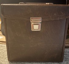 45 RPM Plastic/Faux Leather Vintage Record Carrying Tote with Records