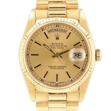 Rolex Day-Date 18238 18KY Solid Gold Champagne President Band UNPOLISHED Watch