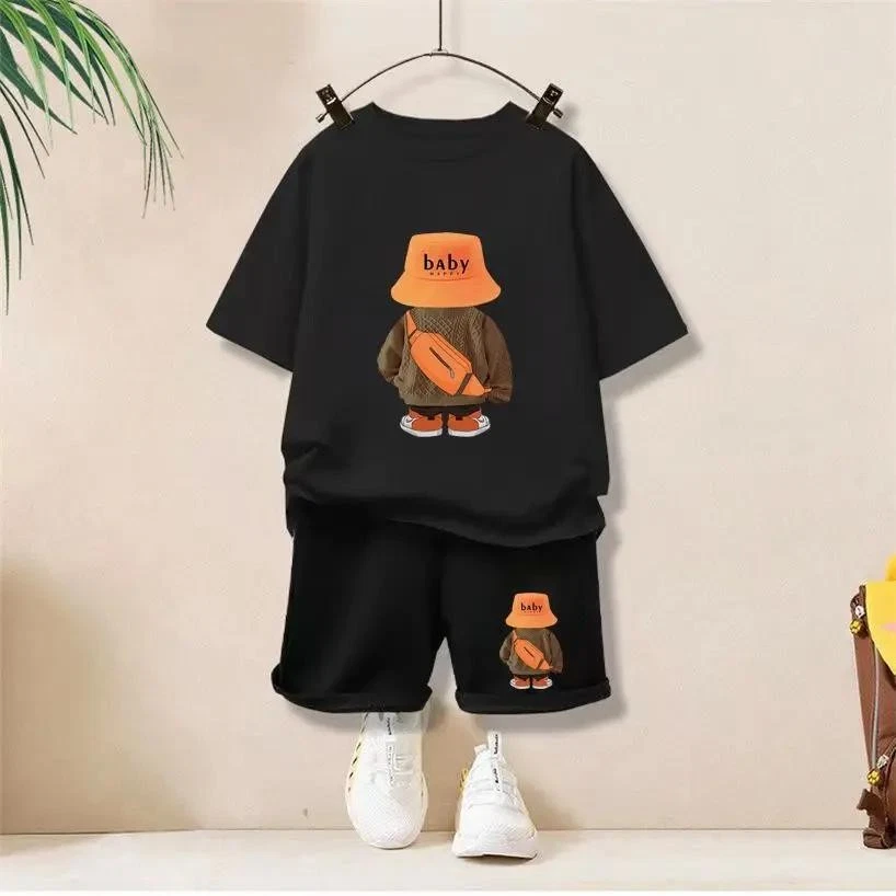 Summer Baby Girl Boy Clothes Set Cartoon Bear T Shirt Shorts Outfit Kids Fashion