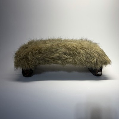 Handmade Meditation Stool / Bench, Brown Fur Cover