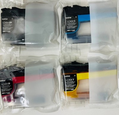 New Genuine Brother LC404 4PK Black Cyan Magenta Yellow Starter Ink Cartridges