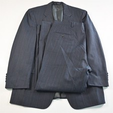 Vtg USA Made Austin Reed 42R 38x30 Blue Striped Wool Mens Jacket Pants Suit