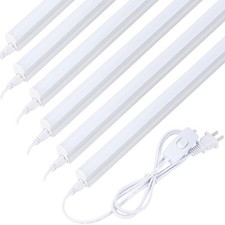 6 Pack LED T5 Integrated 4FT Shop Light Fixture, 3200lm, 6500K Bright White, 24W