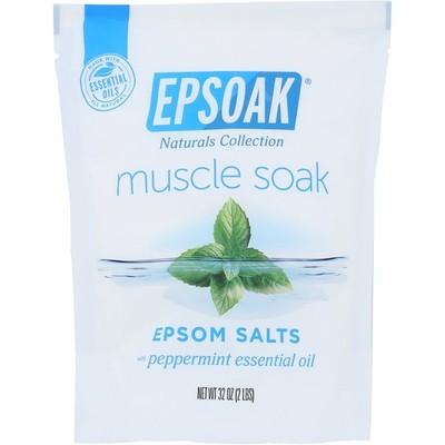 Epsoak Muscle Soak Epsom Salts With Peppermint Essential Oil 2 Lb