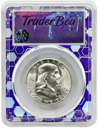 1954-S Franklin Half Dollar PCGS MS64 Trader Bea Label