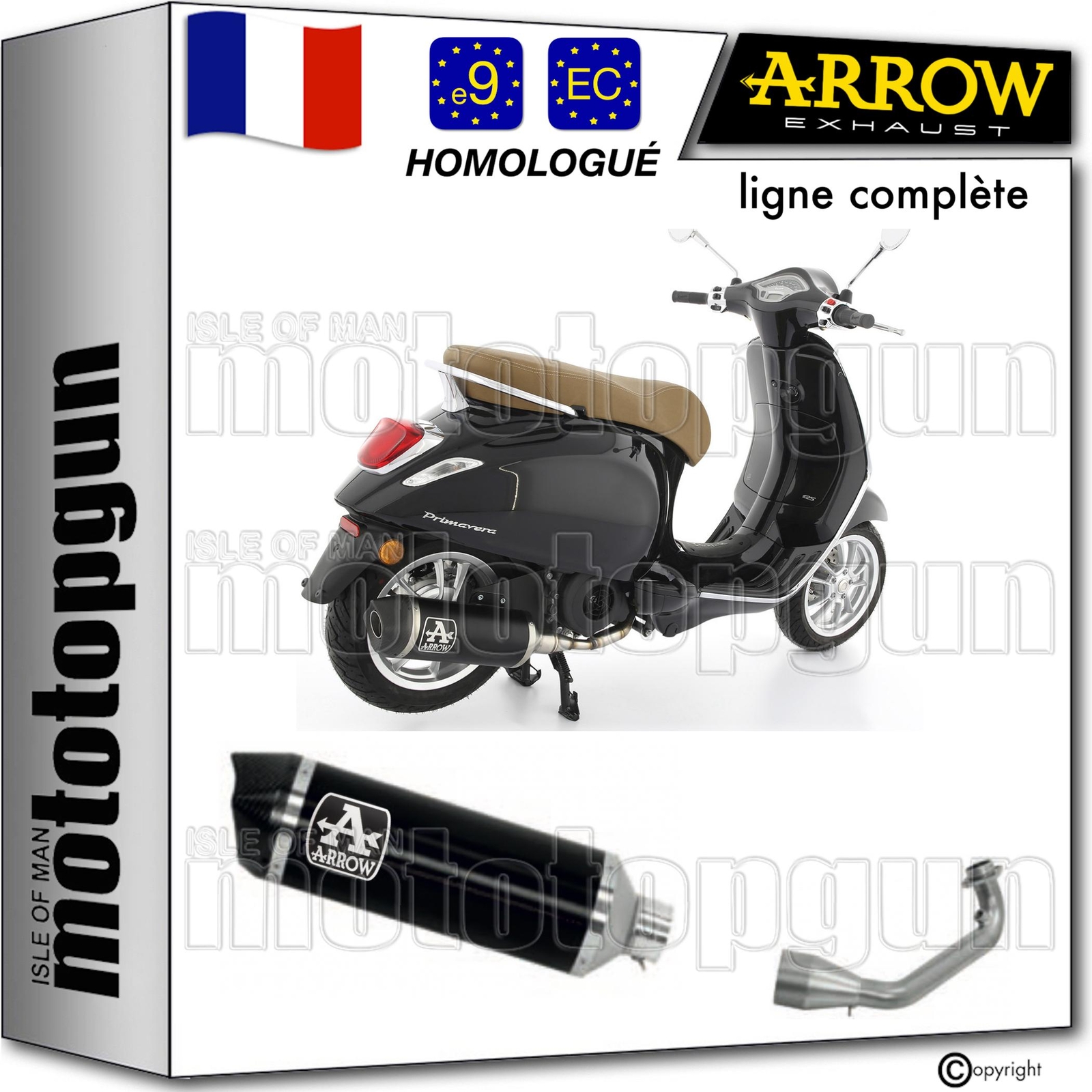 Echappement complet C-Tech Arrow noir pour Vespa Sprint 125 3V 2021