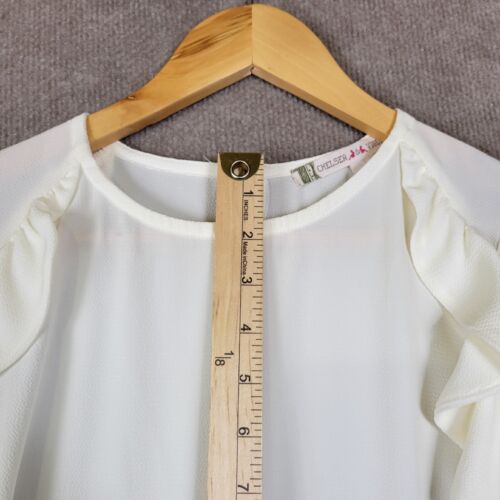 Chelsea & Violet CV Blouse Womens XSmall Cream Open Shoulders Ruffles Longsleeve - Picture 7 of 10