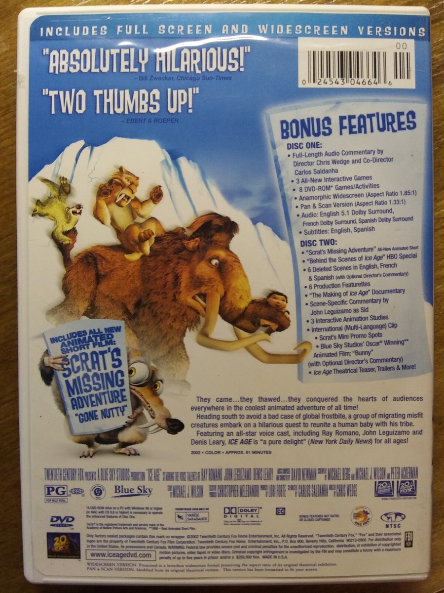 Ice Age, 2-disc special edition, full screen and widescreen (2002